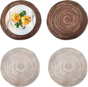 Set di 4 Tavoliere di Cotone a Rondi - Tavoliere di Tela Resistenti al Calore - Tavoliere di Tavolo Non Scivolosi Lavabili per Tavolo Cucina Bar Sala - Colore Caffè Grigio