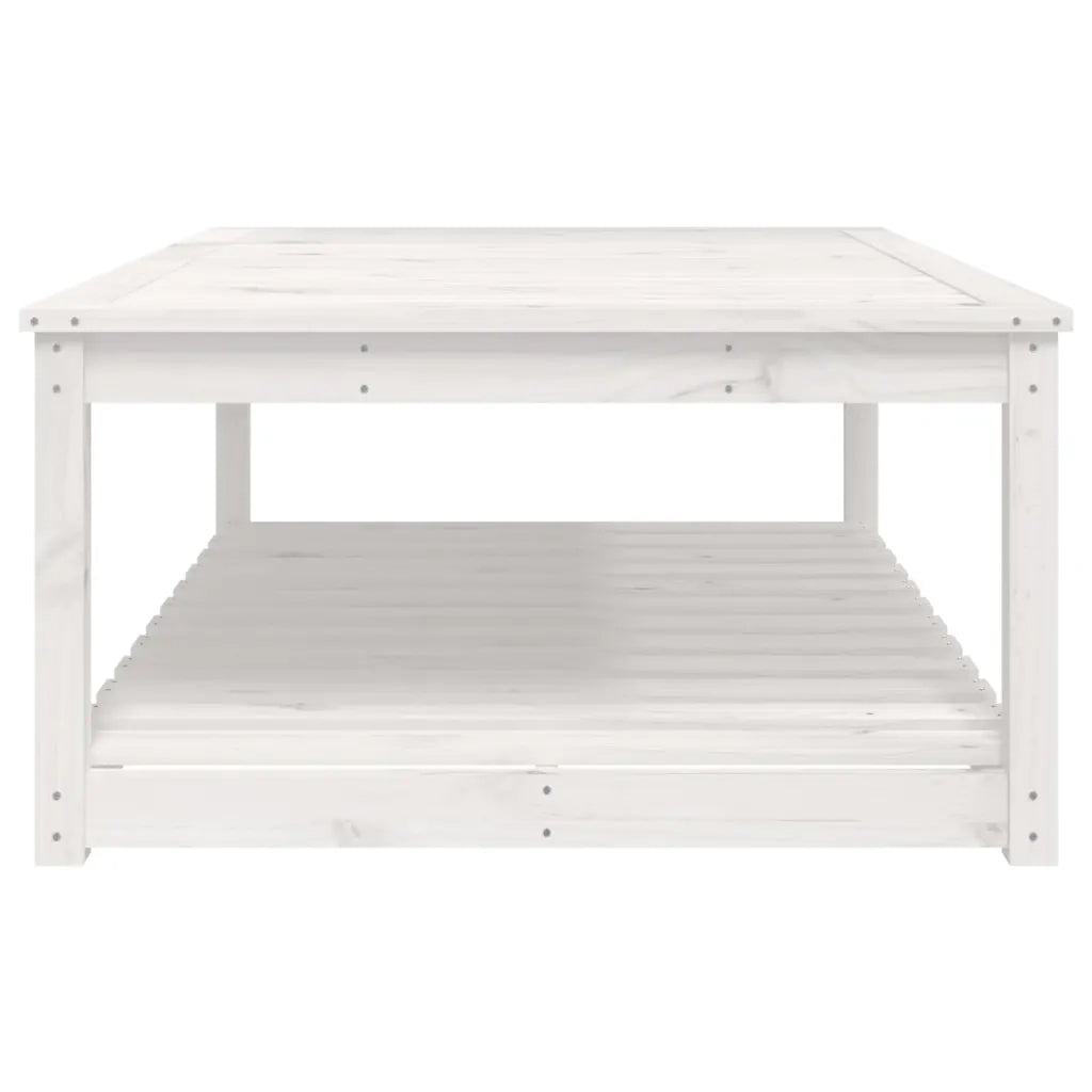 Tavolo da Giardino Bianco 121x82,5x45 cm Legno Massello di Pino 824149