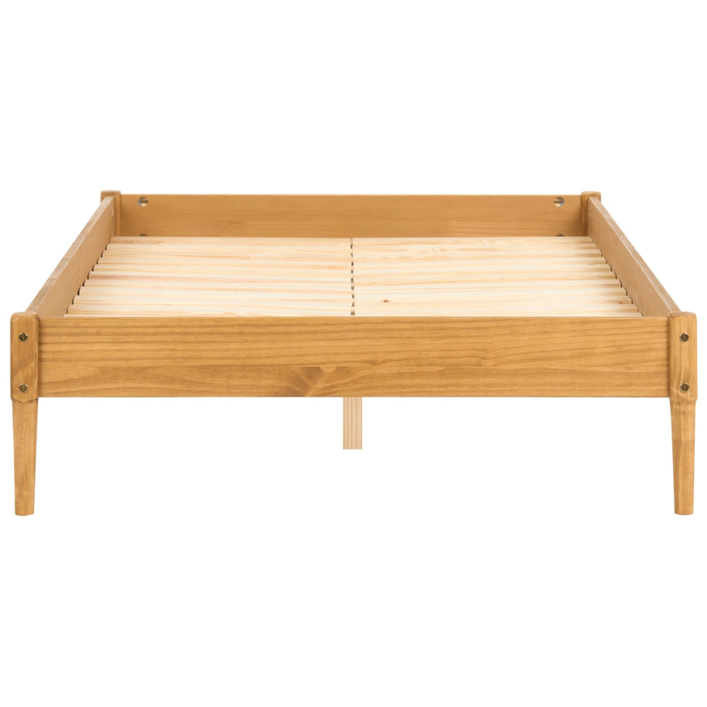 Letto matrimoniale in legno con rete a doghe in pino, senza testiera 120 x 200 cm marrone chiaro stile scandinavo naturale