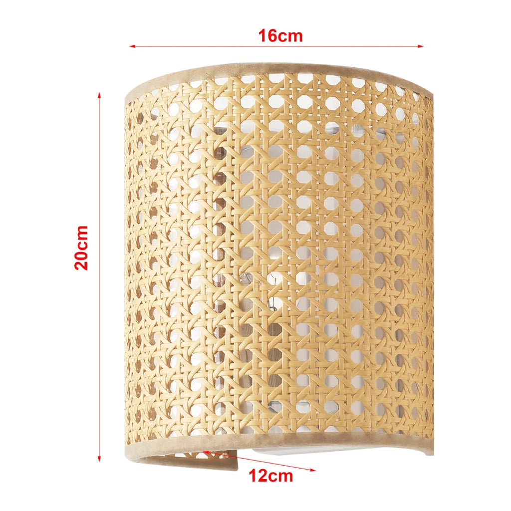 Set di 3 applique E27 20 x 16 x 12 cm effetto rattan bianco 03_0009767