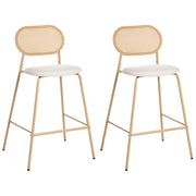 Set di 2 sedie da bar con struttura in metallo e schienale in rattan legno chiaro sgabelli da bar eleganti