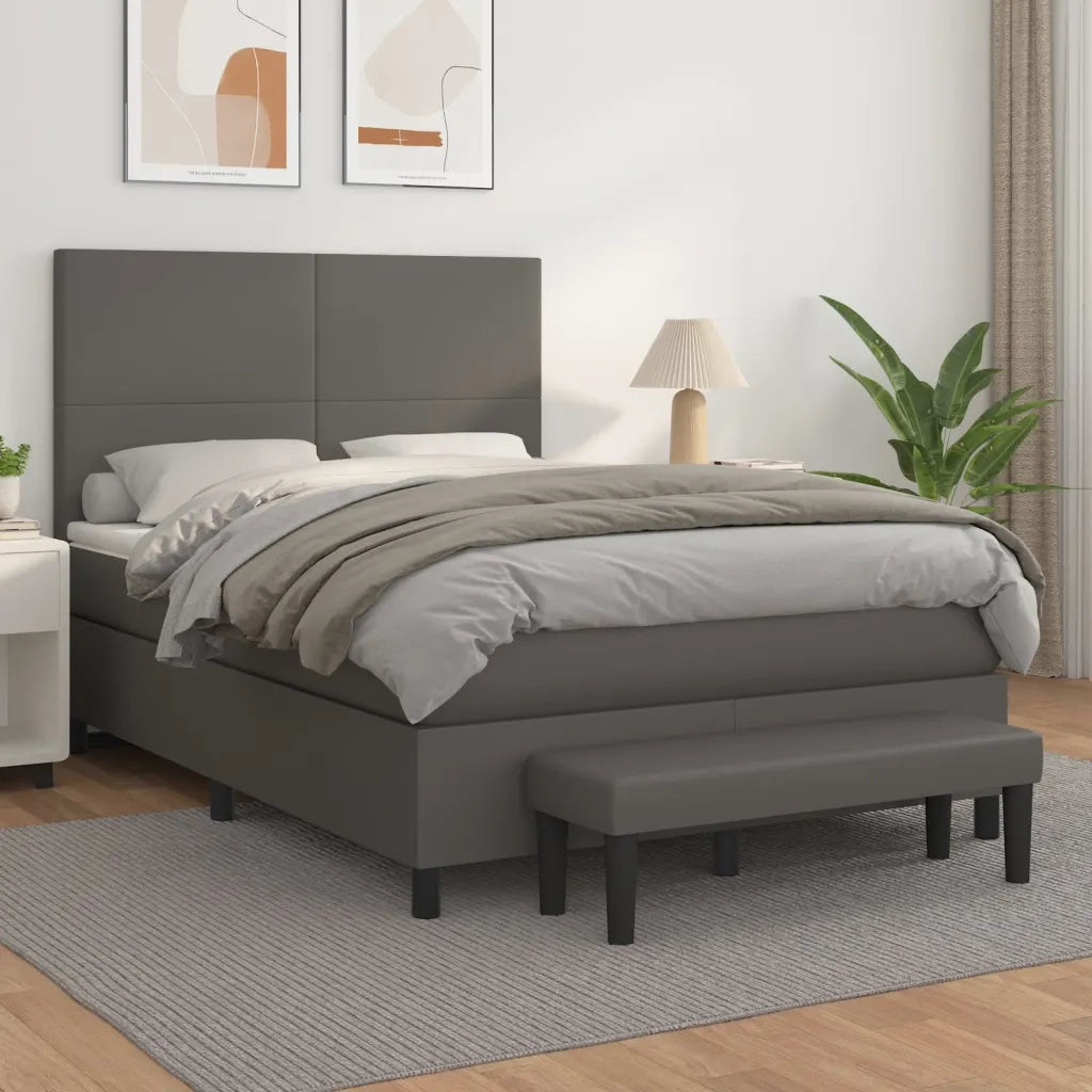 Giroletto a Molle con Materasso Grigio 140x190 cm in Similpelle 3137543