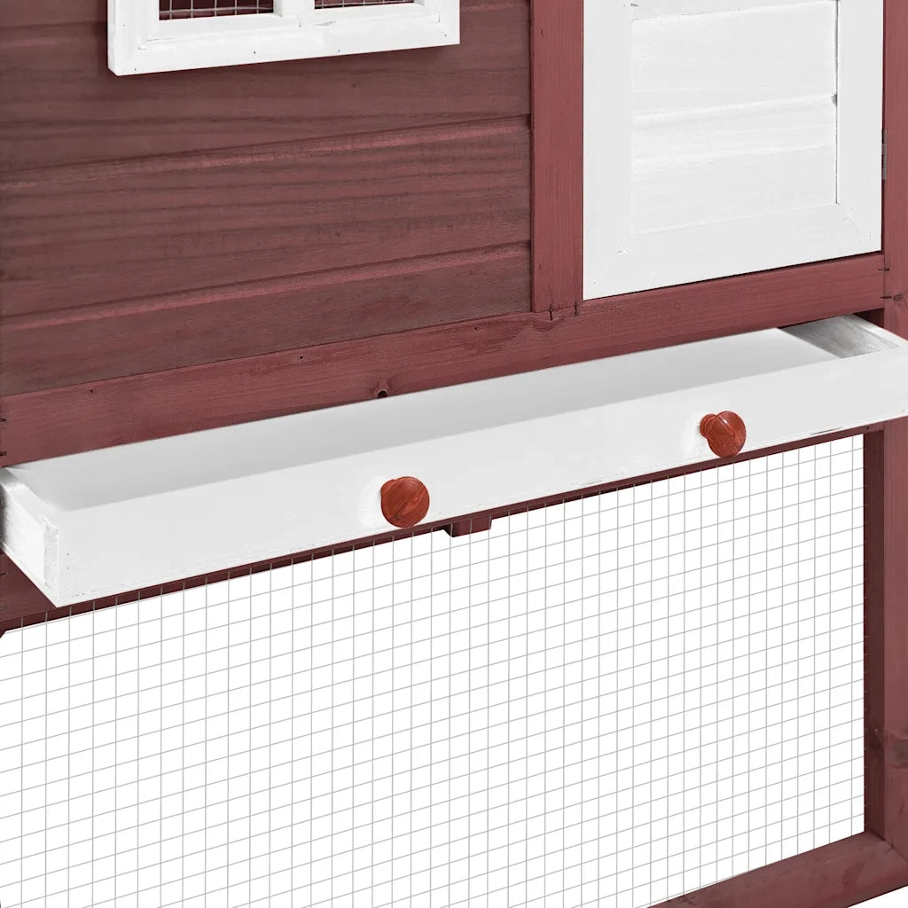 Pollaio con Casetta Nidificazione Mocha e Bianco in Legno Abete