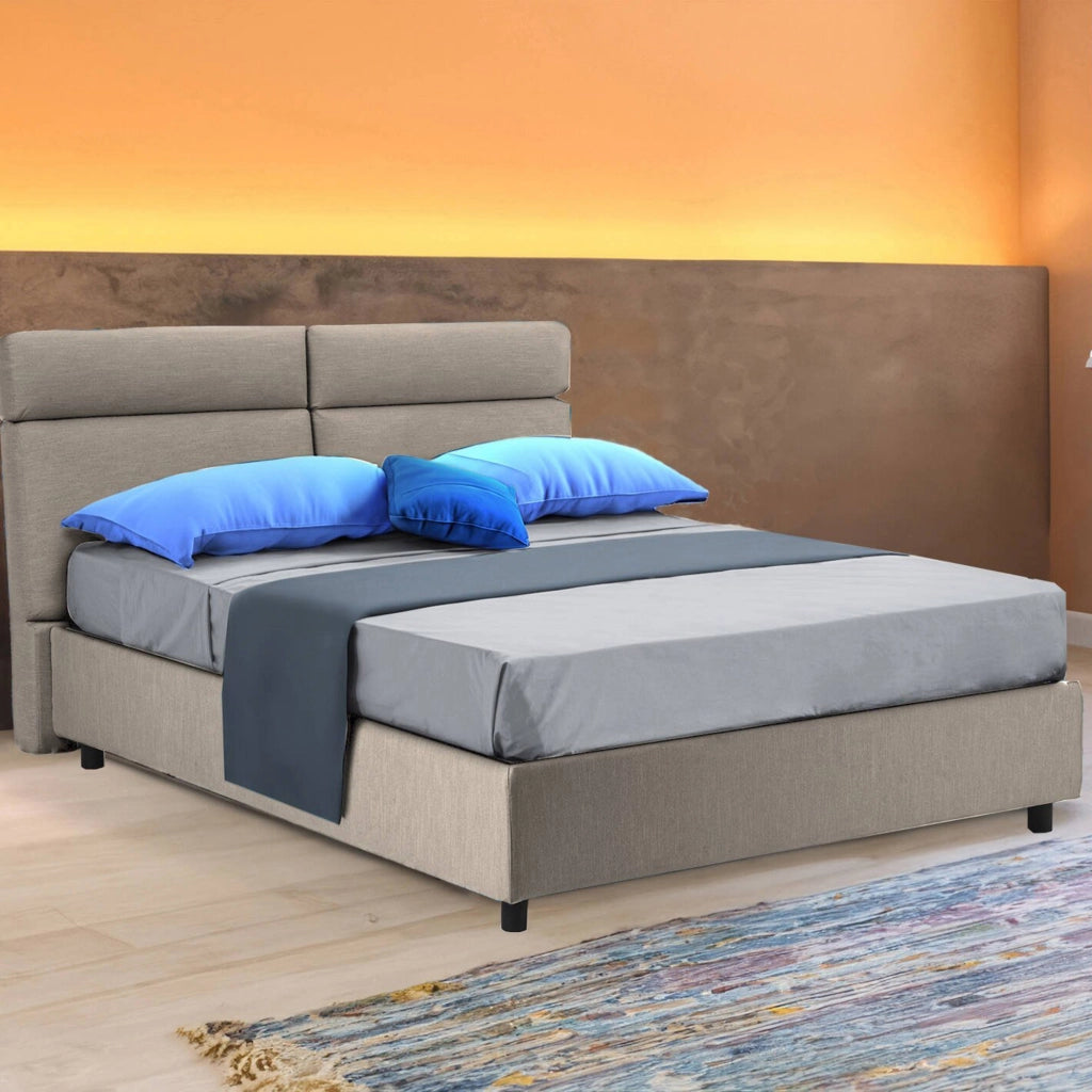 Letto Matrimoniale Annus, Letto Matrimoniale Materasso Incluso Made in Italy, Grigio Tortora\