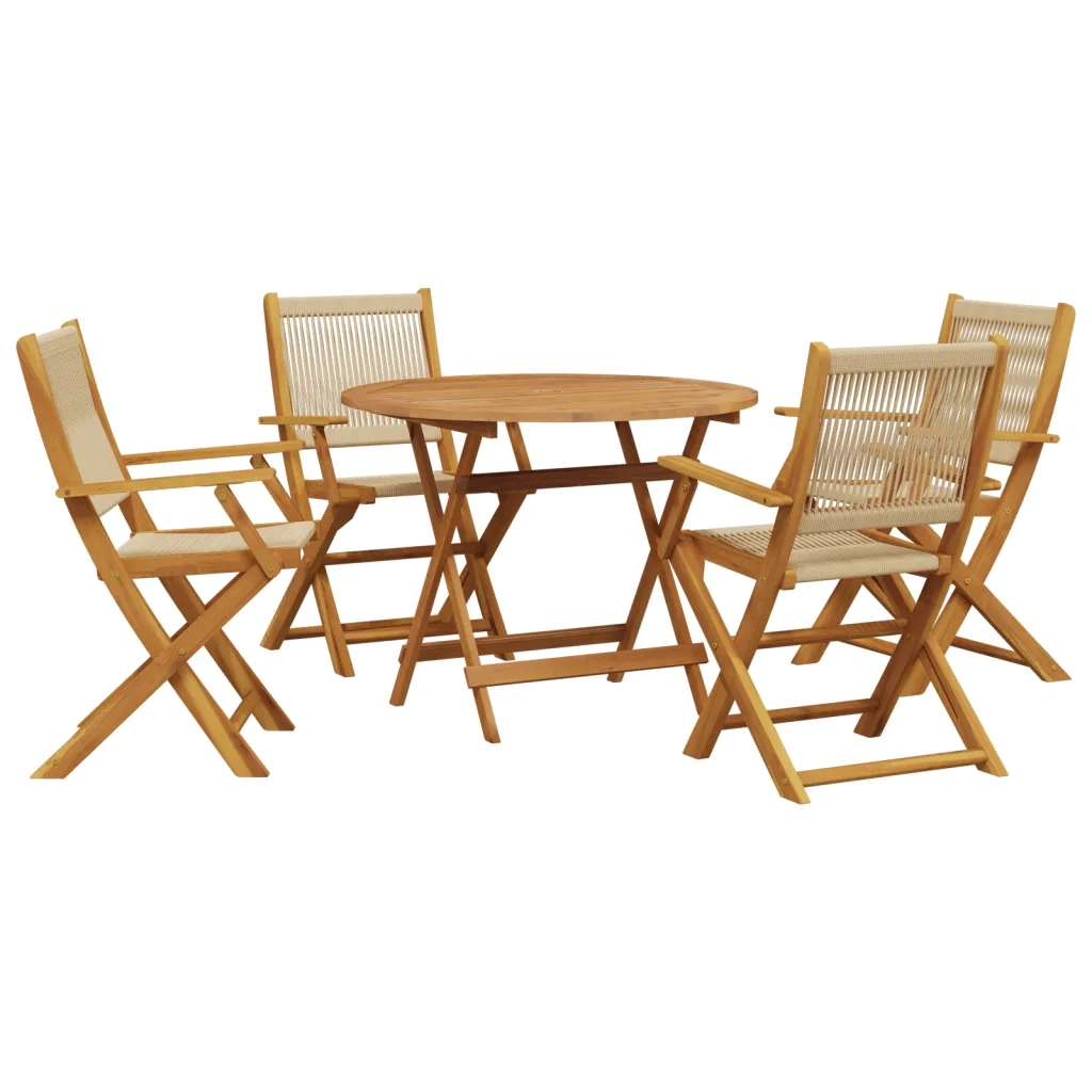 Set Pranzo da Giardino 5 pz Beige Polipropilene/ Legno Massello