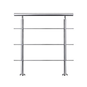 Ringhiera Balaustra Corrimano in acciaio inox spazzolato 80x106cm per interni ed esterni 3 barre trasversali