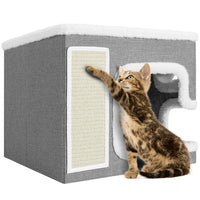 Cuccia Casa per Gatti Grigio Tiragraffi Casetta Animali Domestici 42x42x33 cm