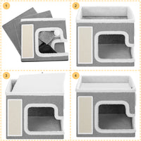 Cuccia Casa per Gatti Grigio Tiragraffi Casetta Animali Domestici 42x42x33 cm