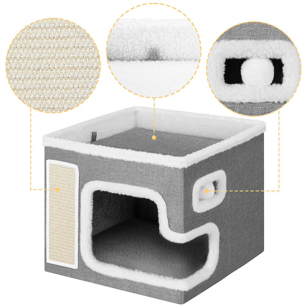 Cuccia Casa per Gatti Grigio Tiragraffi Casetta Animali Domestici 42x42x33 cm