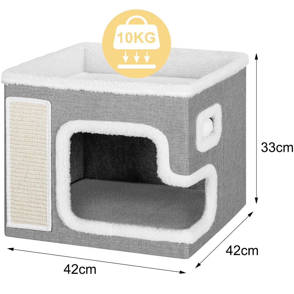 Cuccia Casa per Gatti Grigio Tiragraffi Casetta Animali Domestici 42x42x33 cm