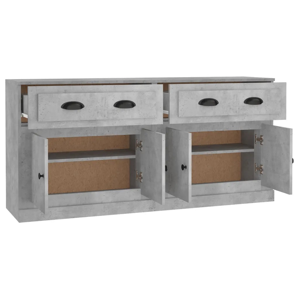 Credenze 2 pz | Madia | Buffet da pranzo | Armadio da pranzo Grigio Cemento in Legno Multistrato
