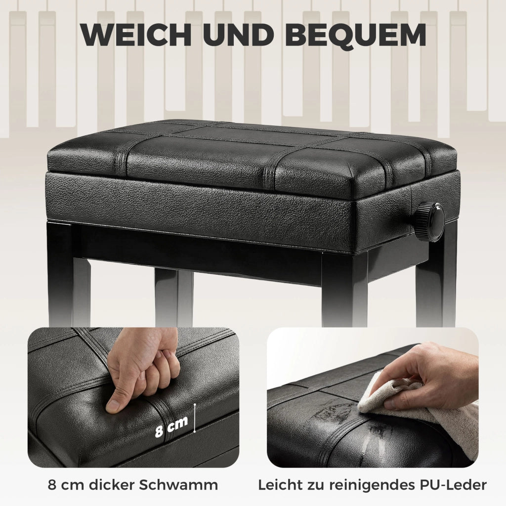 Sgabello con vano nascosto, regolabile in altezza, similpelle, nero ¨C zephmum