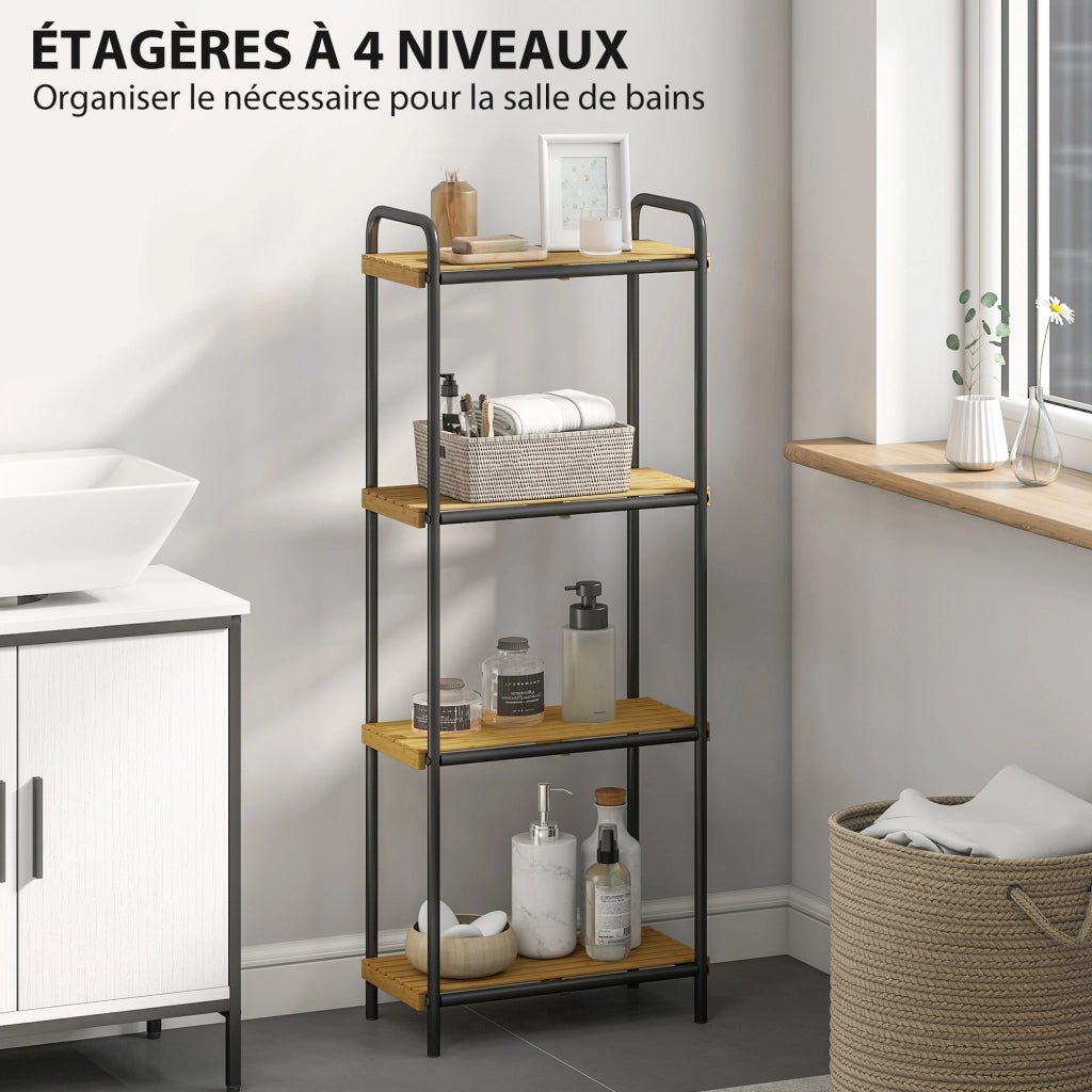 Etagere da Bagno 4 Ripiani in Bamb¨´ ¨C Minimal ¨C Effetto Legno Naturale 1.5x21.5x106 cm