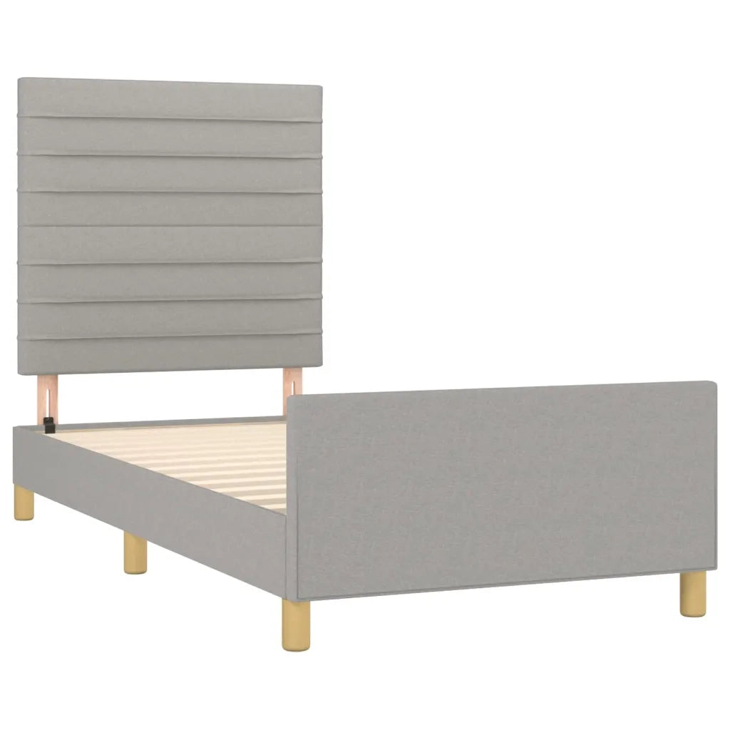 Giroletto con Testiera Grigio Chiaro 80x200 cm in Tessuto cod mxl 58568