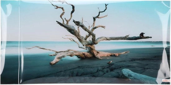 Poster di sfondo autoadesivo per acquario - cielo con albero morto - pesce.