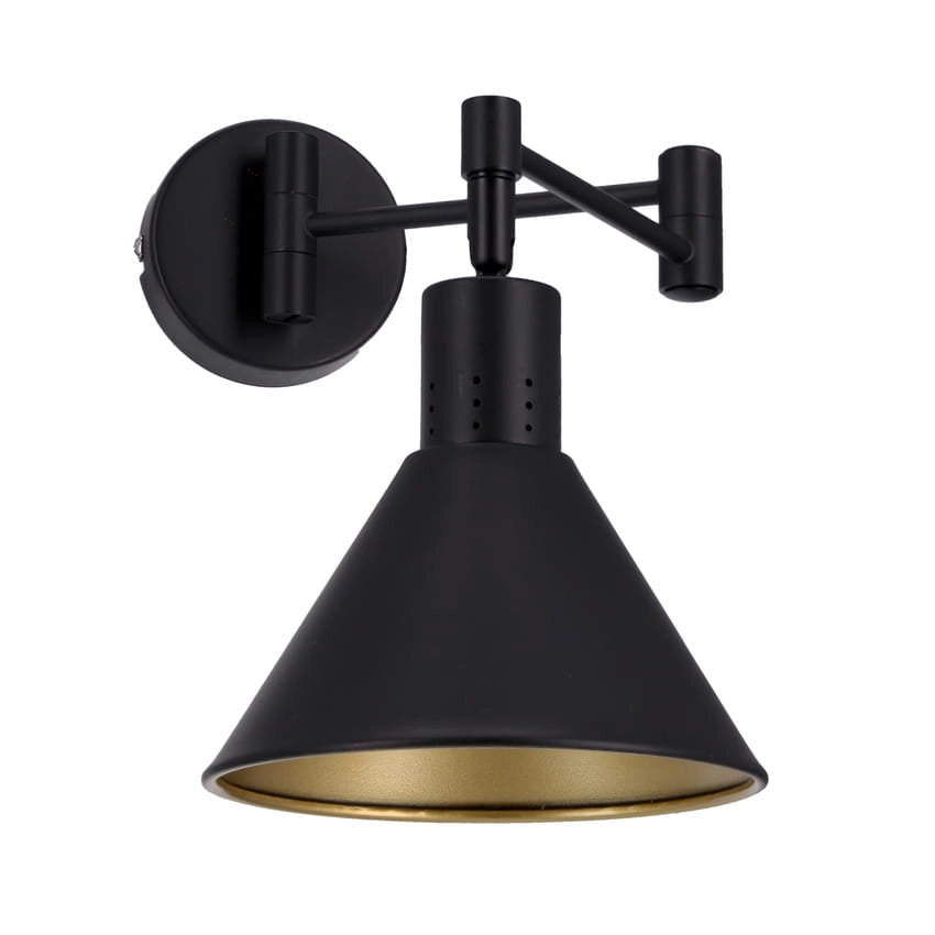 Applique Candellux Copenhagen nero oro metallo E14 orientabile