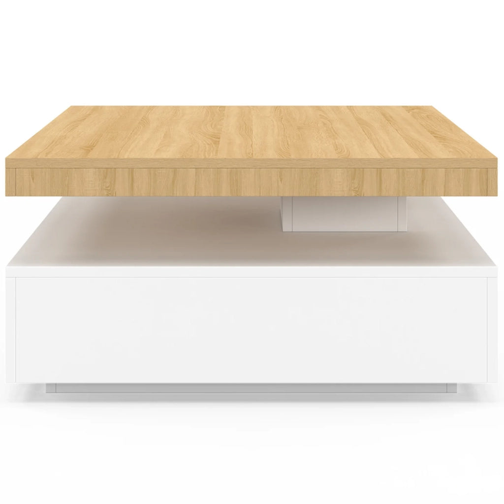 IDMarket - Tavolino quadrato girevole THEA 70 cm legno e bianco