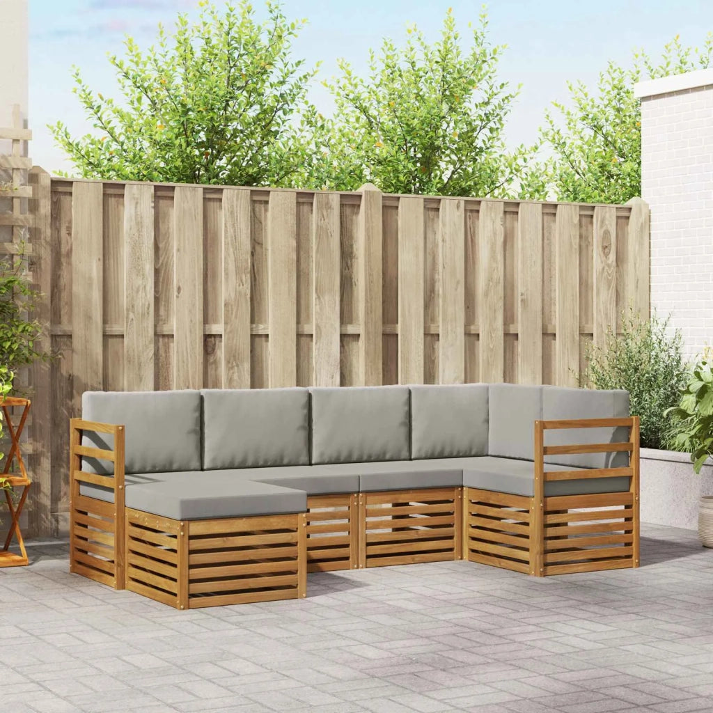 Set divano sezionale con cuscino 6 pcs Grigio Naturale e Chiaro 3375071