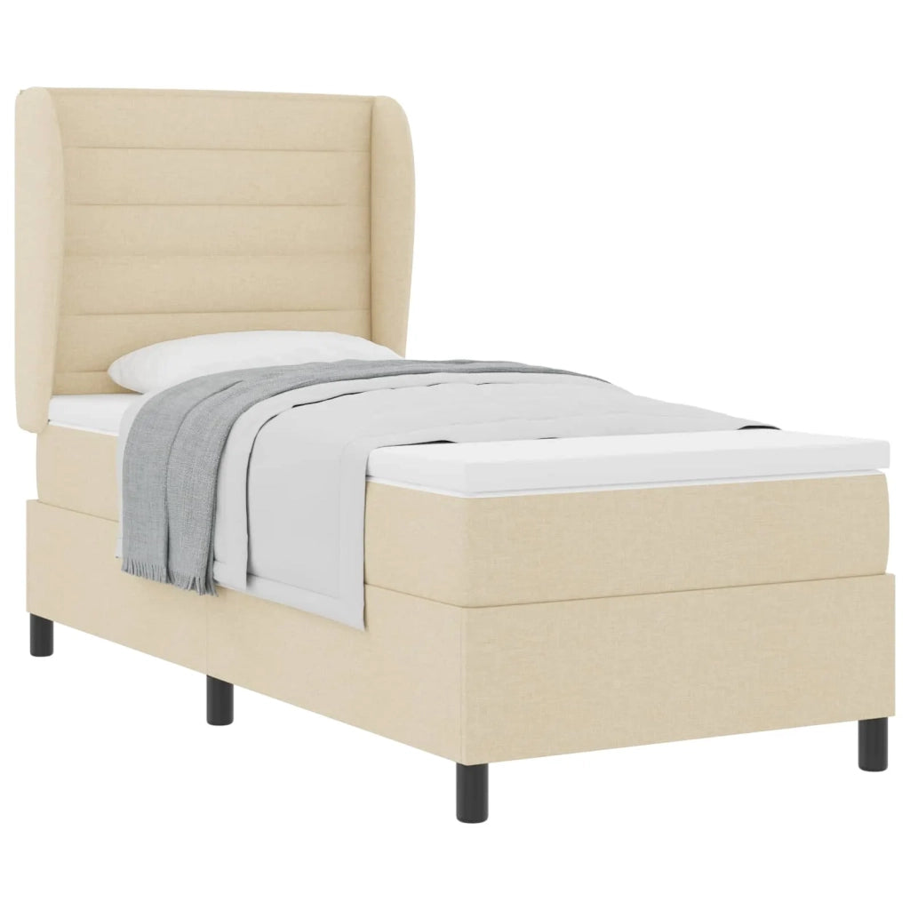 Letto a molle con materasso Crema 100 x 200 cm Tessuto 3340492
