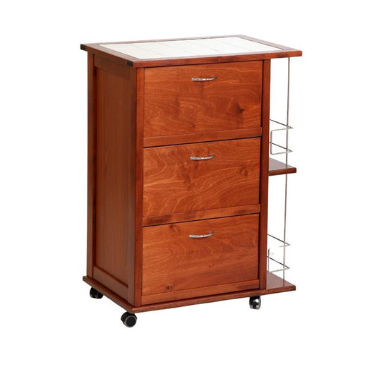 MOBILETTO VESUVIO 3 ANTE + PORTABOTTIGLIE CILIEGIO IN FAGGIO E BASE INFERIORE IN MULTISTRATO DI BETULLA PIANO MATTONELLE IN CERAMICA