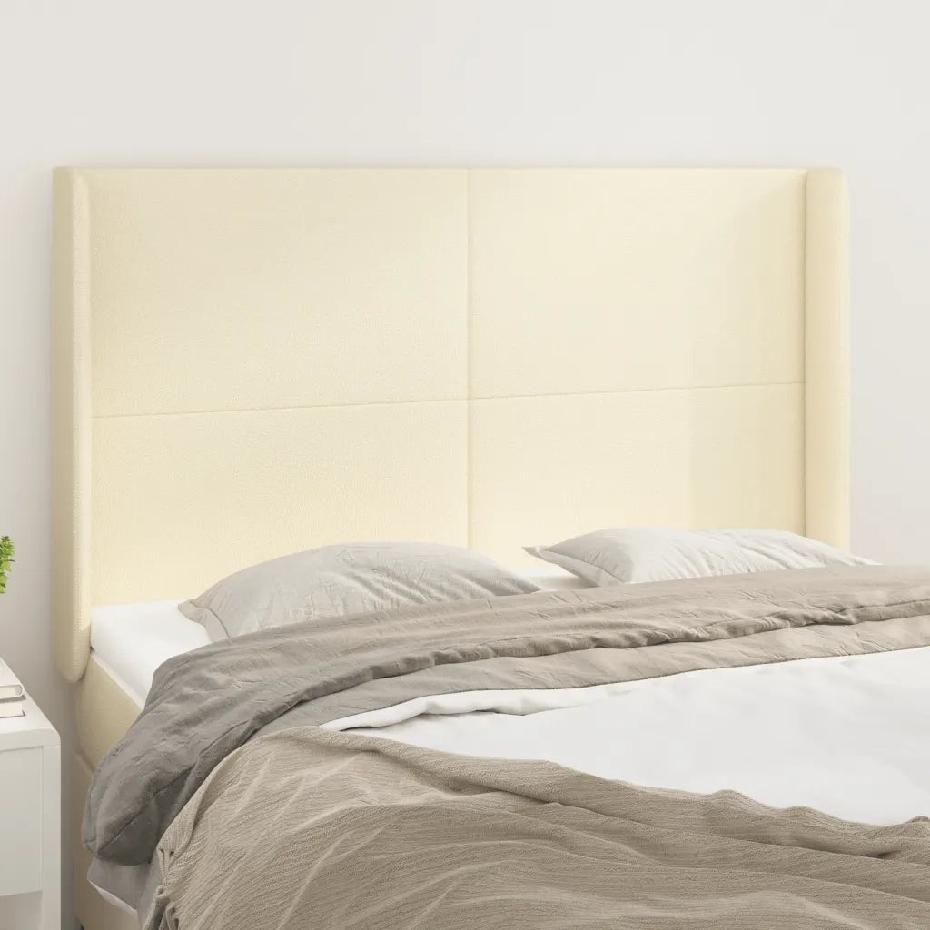 Testiera | Testata ad Orecchio Crema 147x16x118/128 cm in Similpelle