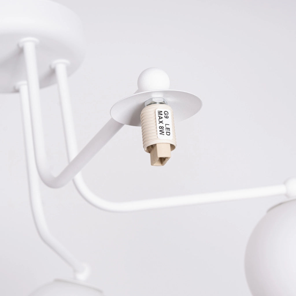 Lampadario da parete a LED ASTRAL French Sky a 5 luci in acciaio bianco e vetro