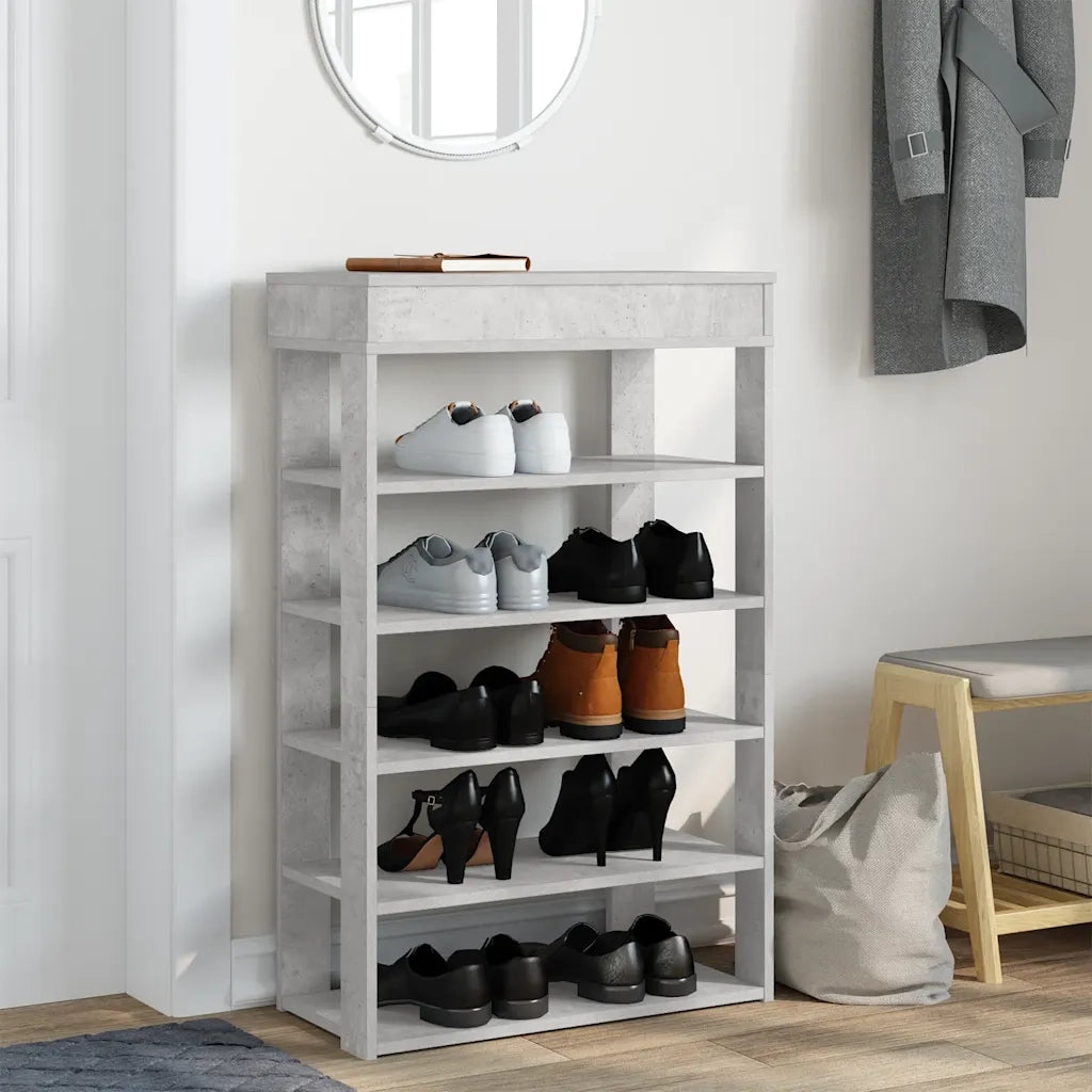 Scarpiera-Scaffale per scarpe Grigio Cemento 60x30x98 cm in Legno Multistrato