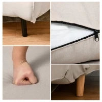 Poltrona Letto 3 in 1 con Schienale Reclinabile in 6 Posizioni, 94x78x80 cm, Beige