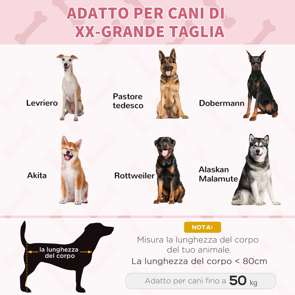 Lettino per Cani 50kg max Rialzato con Borsa da Viaggio, in Metallo e Tessuto Oxford, 122x92x23 cm, Rosso