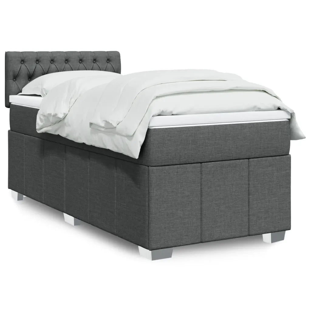 Giroletto a Molle con Materasso Grigio Scuro 90x190 cm Tessuto