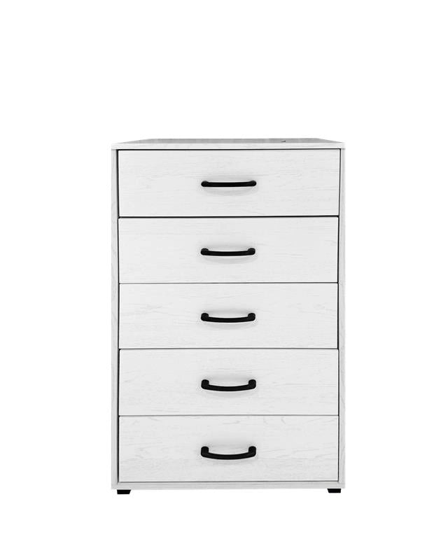 CASSETTIERA 5 CASSETTI MODERNA IN LEGNO BIANCO DIMENSIONI 50X40X101 CM