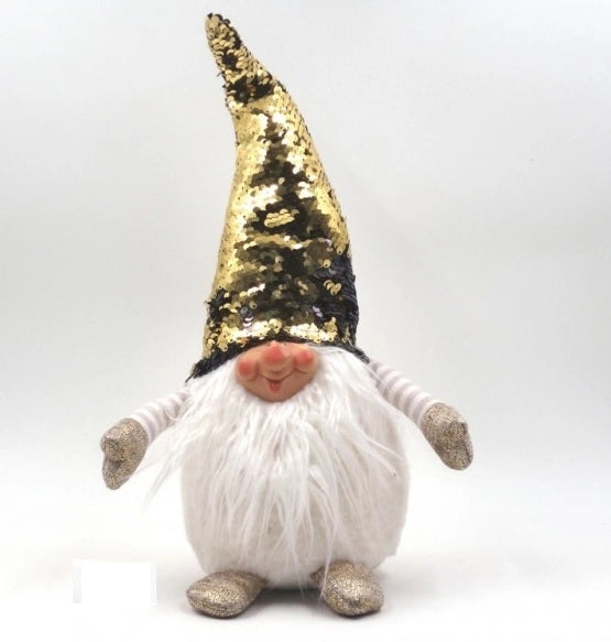Gnomo natalizio decorazione con cappello oro 40 cm