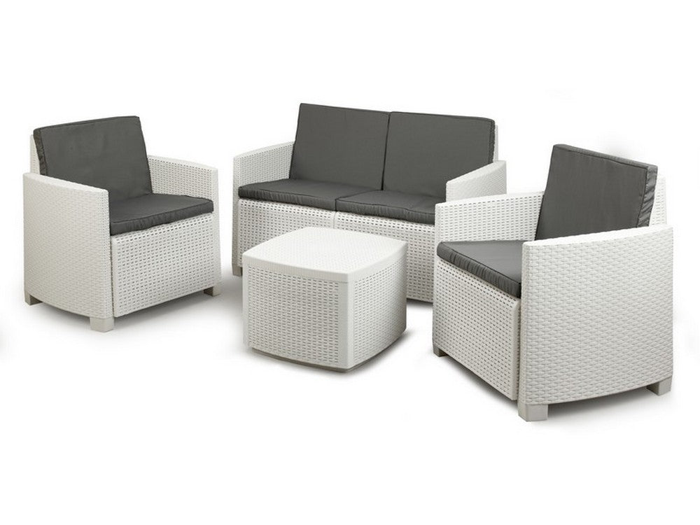 set da giardino etna col. bianco con 8 cuscini cod:ferx.vit49001