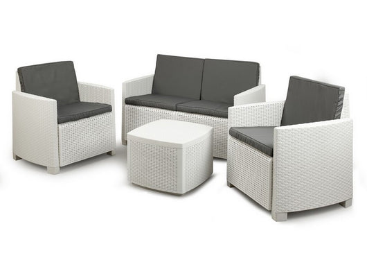 set da giardino etna col. bianco con 8 cuscini cod:ferx.vit49001