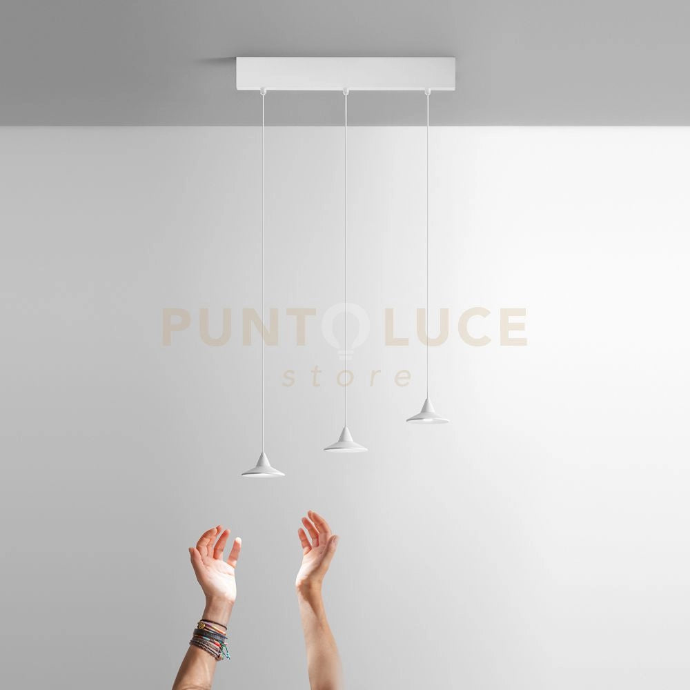 HELENA S/3 - SOSPENSIONE COLORE BIANCO LINEARE A 3 LUCI LED 3000K 920LM 16,5W