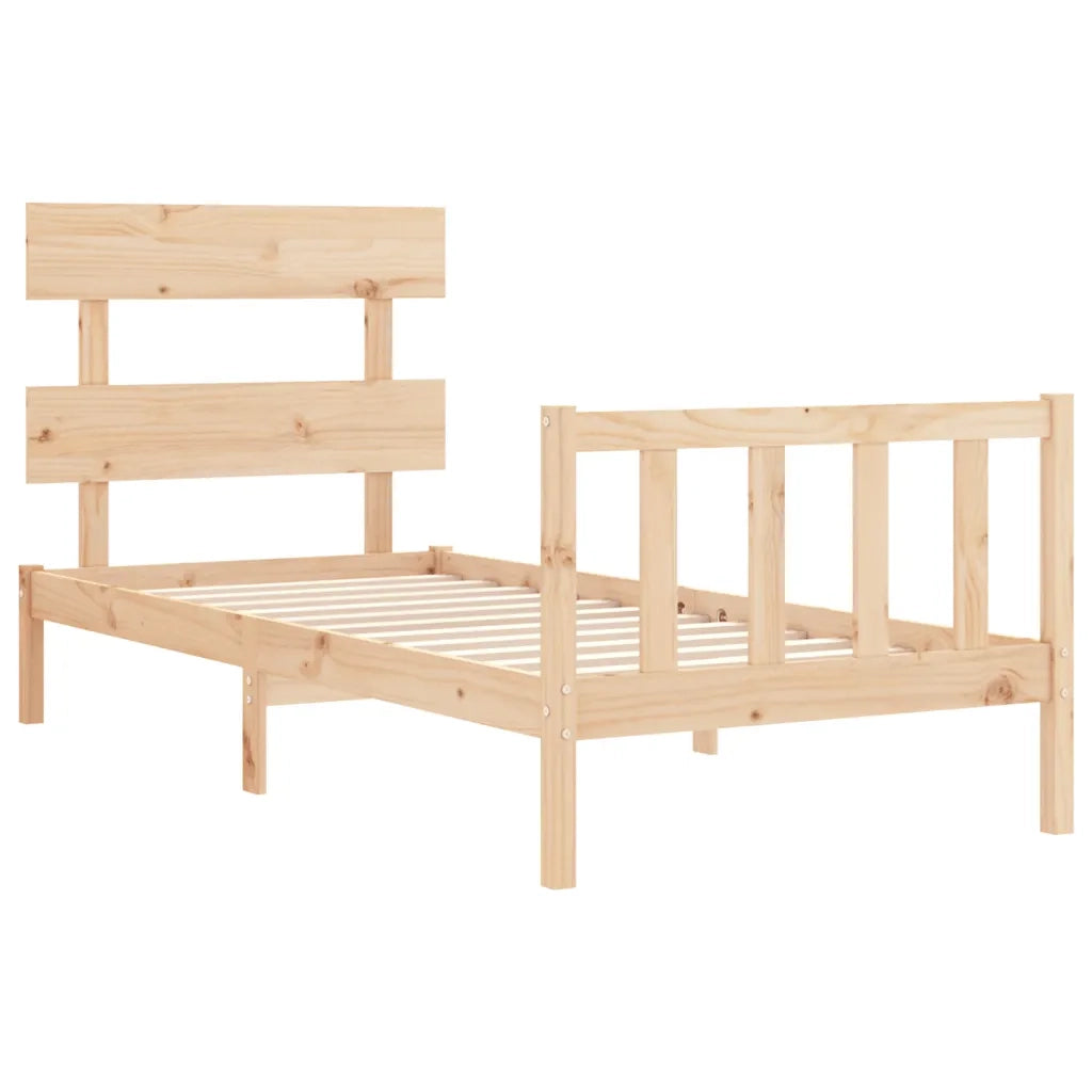 Giroletto con Testiera Single-Struttura Letto in Legno Massello 698038