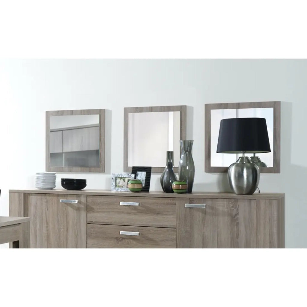 Set di 3 specchi 60x60 cm - Collezione FARRA - Colore rovere Dab Canyon