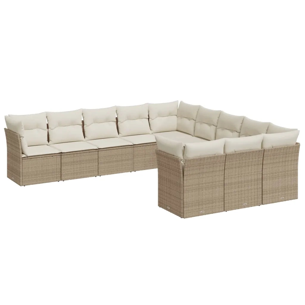 Set Divani da Giardino 11 pz con Cuscini Beige in Polyrattan 3250247