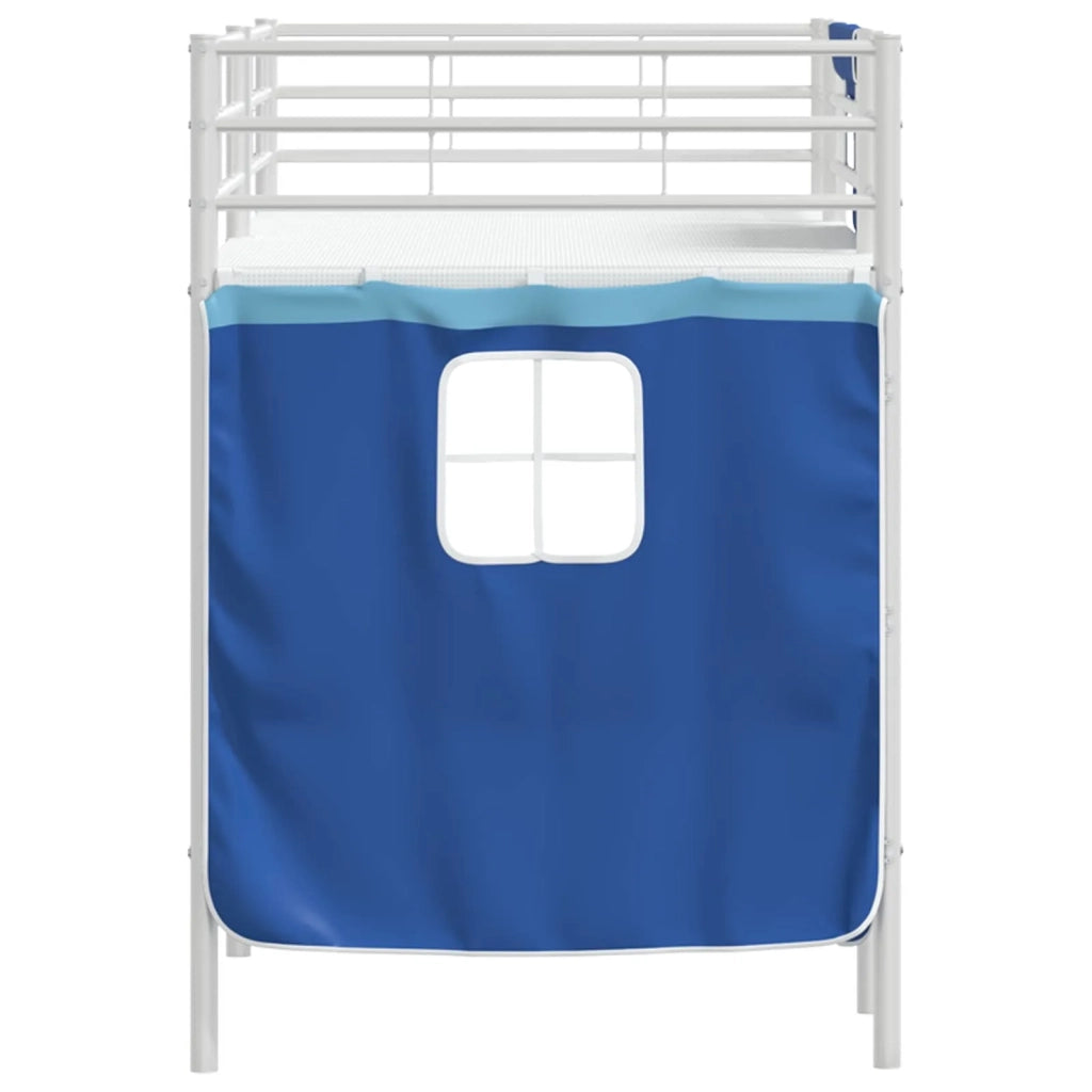 Struttura del Letto Loft per Bambini con Tendine Bianco e Blu 42020817