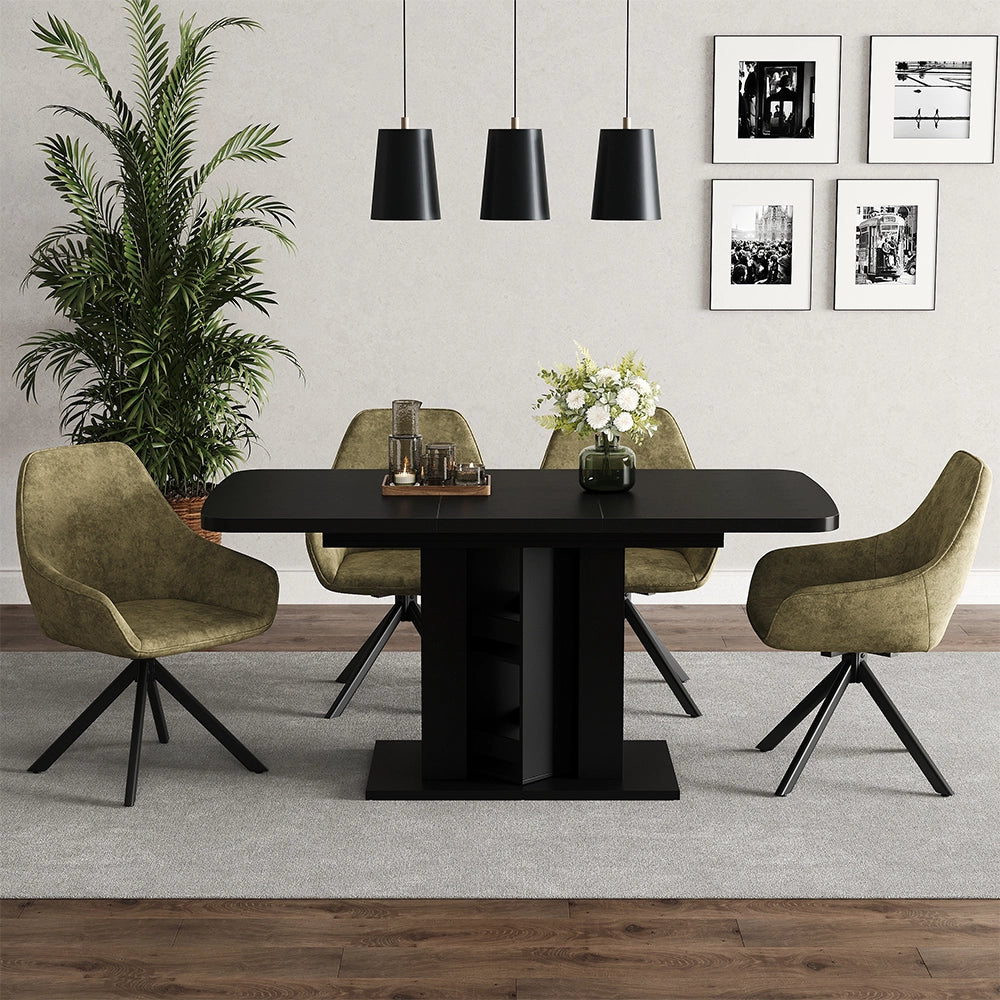 Vicco tavolo da pranzo allungabile Nero 120 x 80 cm