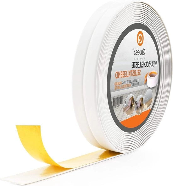 Striscia di adesione per angoli per cucina e bagno - Plint morbido - Nastro di sigillatura PVC - Decorativo flessibile - 10 mm x 10 mm - 5 metri bianchi