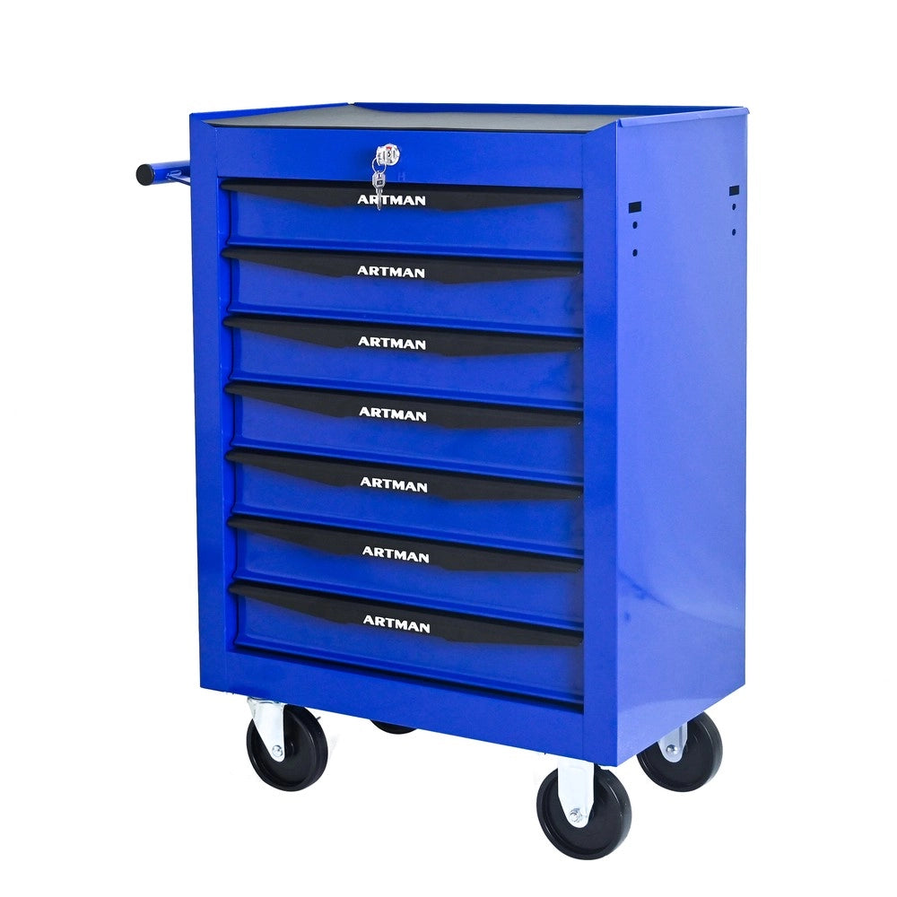 Cassettiera Porta Utensili su Ruote ¨C MINIMAL ¨C 7 Cassetti, Acciaio, Nero e Blu