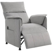 Poltrona Reclinabile Elettrica con Telecomando e Poggiapiedi, in Tessuto Effetto Velluto, 80x83x104 cm, Grigio