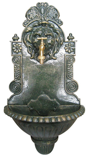 fontana in ghisa leone antichizzata con rubinetto col. grigio cod:ferx.vit21971