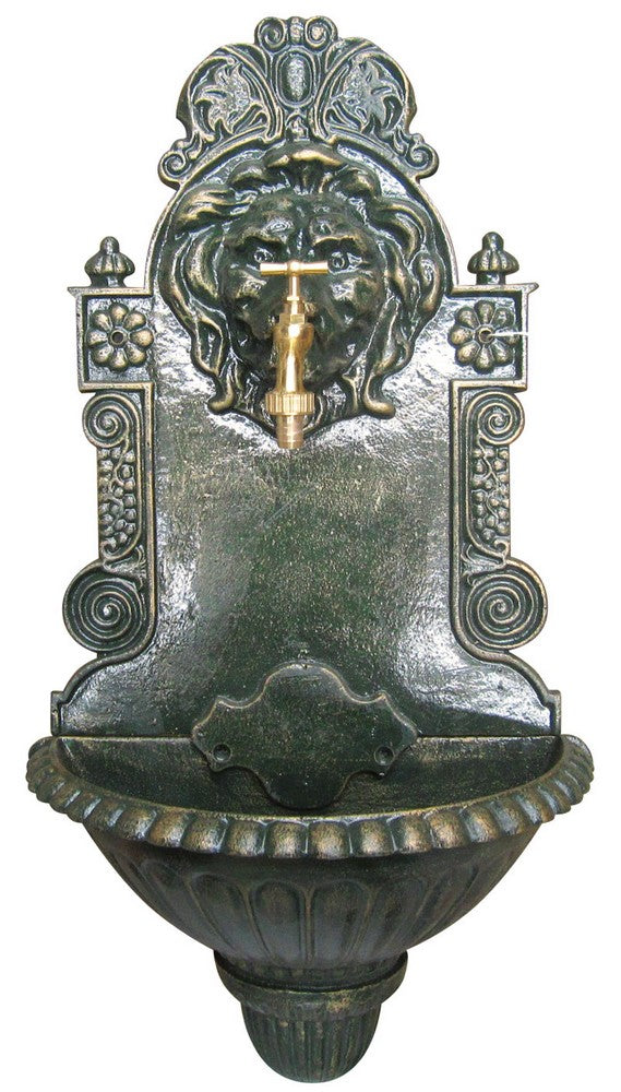 fontana in ghisa leone antichizzata con rubinetto col. grigio cod:ferx.vit21971