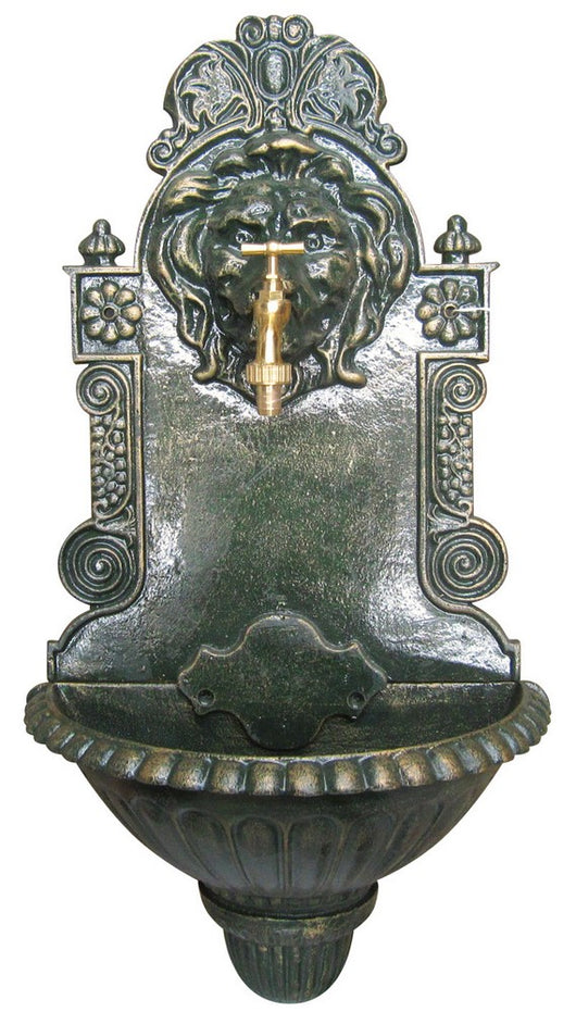 fontana in ghisa leone antichizzata con rubinetto col. verde cod:ferx.vit21625