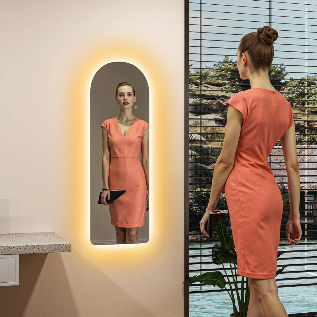 Specchio da parete LED 120x40cm ¨C Xylo ¨C Arco, dimmerabile, 3 colori luce
