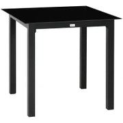 Tavolo da Giardino Quadrato per 4 Persone con Piano in Vetro Temperato e Struttura in Alluminio, 80 x 80 x 74 cm, Nero