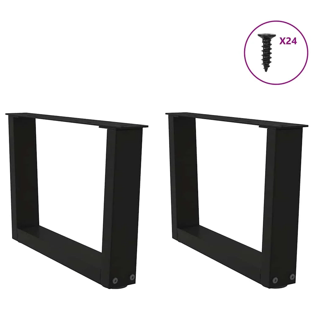 Set di 2 gambe per tavolino da caffè a forma di V 60 x 30-31,3 cm con piedini regolabili design moderno acciaio nero 02_0056900