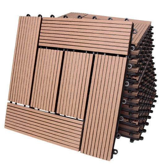 Kit 11 Mattonelle a Incastro per Terrazzo Piastrelle pavimenti 30x30cm in WPC Antiscivolo